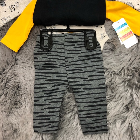 Pekkle | Kids 4 Piece Tiger Clothing Set | Grey & Yellow | Size 3M - Picture 2 of 7